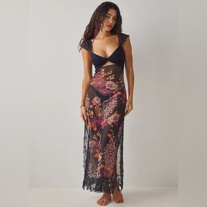 🎉LAST CHANCE🎉Free People Suddenly Fine Maxi Slip Black Combo